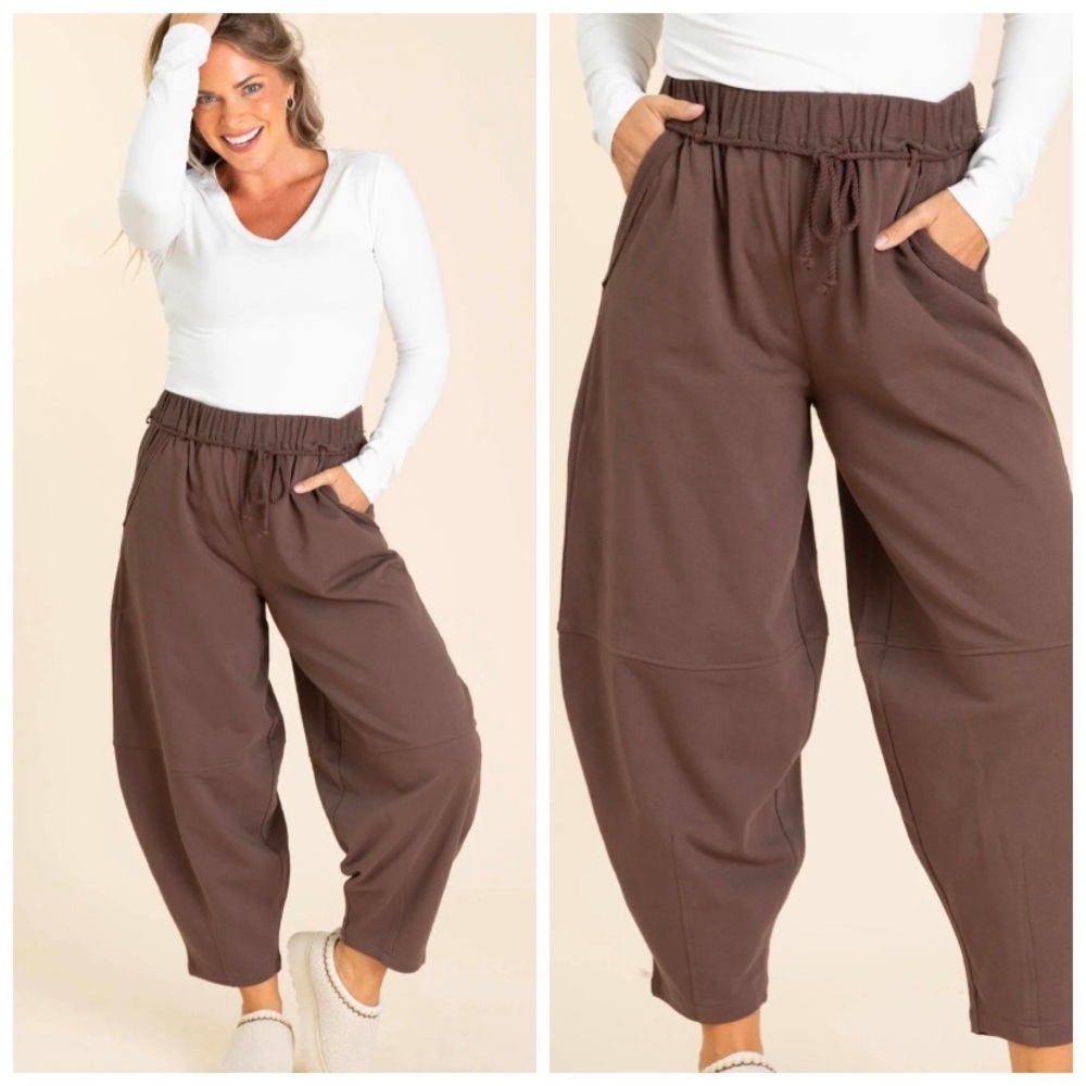 NWT Brown Women's Barrel Leg Pants